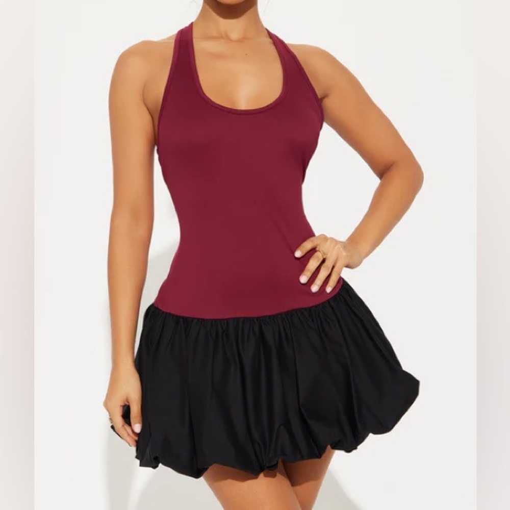 ⭐️FINAL PRICE Burgundy and Black Bubble Mini Dress